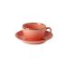 Фарфорова чашка чайна Porland 200 мл з блюдцем 160 мм в наборі, помаранчеві, 33670