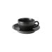 Фарфоровая чашка чайная Porland 200 мл с блюдцем 160 мм в наборе, черные, 33672