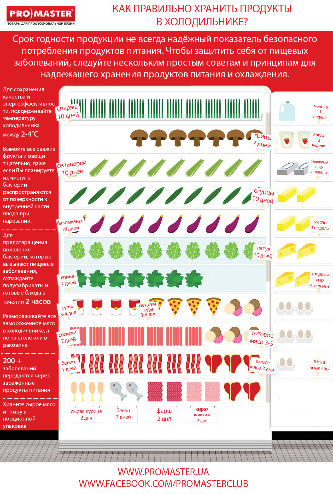Как правильно хранить продукты в холодильнике - Инфографика